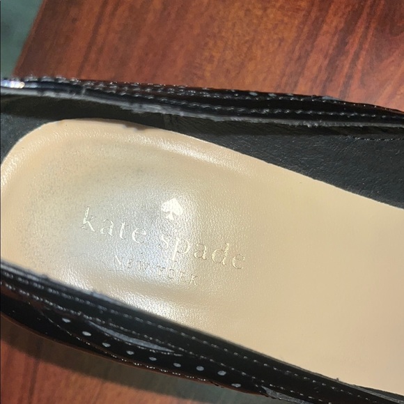 Kate Spade Patented Leather Black 3 Inch Heel with Bow and Cut Out Detailing - Picture 4 of 9